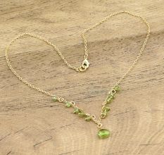 Peridot gemstone necklace for women, Brass with 22k gold plated jewelry